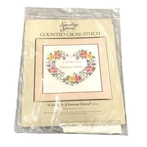 A SISTER IS A FOREVER FRIEND Counted Cross Stitch Craft Kit #50090 14"x14" NEW